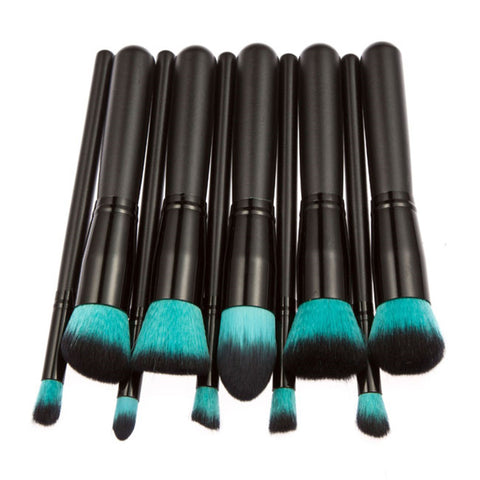 10 pcs/set Blue & Black Brushes Set For Powder